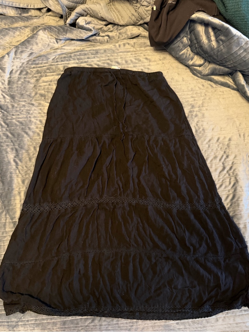 Aeropostale Black Maxi Skirt with Lace Trim